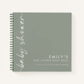Geroteerd Script Sage Groen Baby shower Gastenboek Notitieboek (Voorkant)