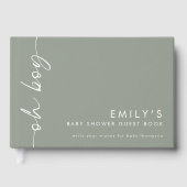 Geroteerd Script Sage Oh Boy Baby shower Gastenboe Gastenboek (Voorkant)