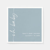 Geroteerde scriptnaam Dusty Blue OH Baby shower Servet (Voorkant)