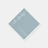 Geroteerde scriptnaam Dusty Blue OH Baby shower Servet (Hoek)