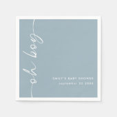 Geroteerde scriptnaam Dusty Blue Oh Boy Baby showe Servet (Voorkant)