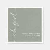 Geroteerde scriptnaam Oh Girl Sage Baby shower Servet (Voorkant)