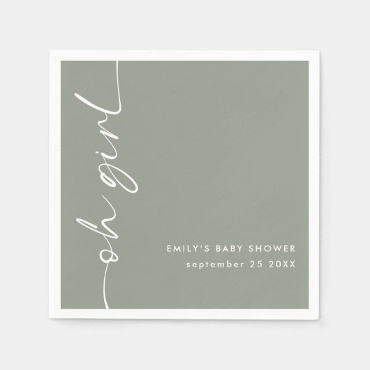 Geroteerde scriptnaam Oh Girl Sage Baby shower Servet (Voorkant)