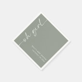 Geroteerde scriptnaam Oh Girl Sage Baby shower Servet (Hoek)