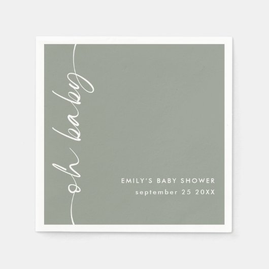 Geroteerde scriptnaam Sage OH Baby shower Servet (Voorkant)