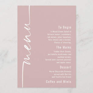 Geroteerde tekst Dusty Roos bruiloft Menu Kaart