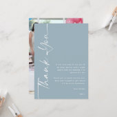 Geroteerde tekst Foto Dusty Blue Baby shower Bedan Kaart (Voorkant / Achterkant in situ)