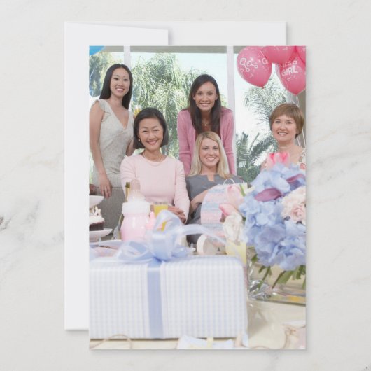 Geroteerde tekst Foto Dusty Blue Baby shower Bedan Kaart (Achterkant)