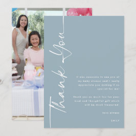Geroteerde tekst Foto Dusty Blue Baby shower Bedan Kaart