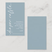 Geroteerde tekst Stoffig Blauwe Luier Raffle Baby  Informatiekaartje (Voorkant / Achterkant)