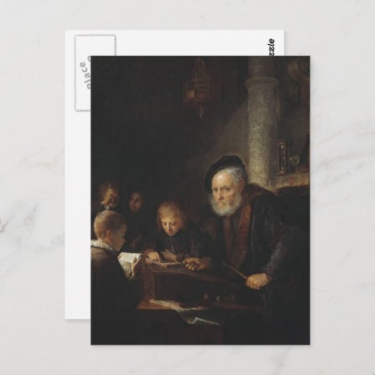 Gerrit Dou - De leraar Briefkaart (Voorkant / Achterkant)
