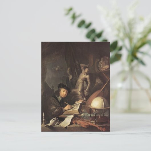 Gerrit Dou - De schilder in zijn workshop Briefkaart (Staand voorkant)