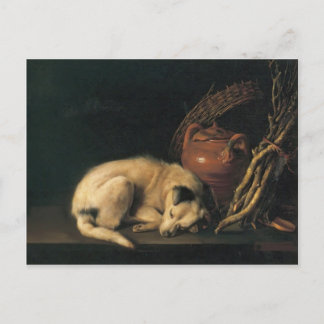 Gerrit Dou - Een slapende hond met Terracotta Pot Briefkaart