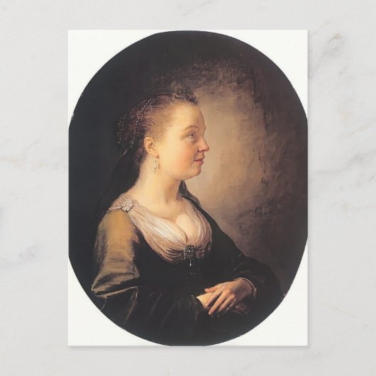 Gerrit Dou-Portret van een jonge vrouw Briefkaart (Voorkant)