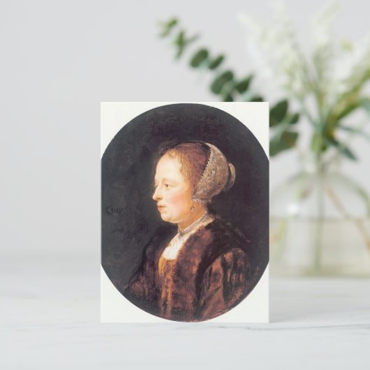 Gerrit Dou - Portret van een vrouw Briefkaart (Staand voorkant)