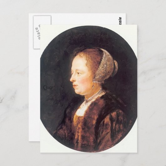 Gerrit Dou - Portret van een vrouw Briefkaart (Voorkant / Achterkant)