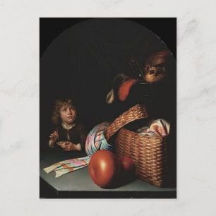 Gerrit Dou- Stilleven, jongen blaast zeepbellen Briefkaart