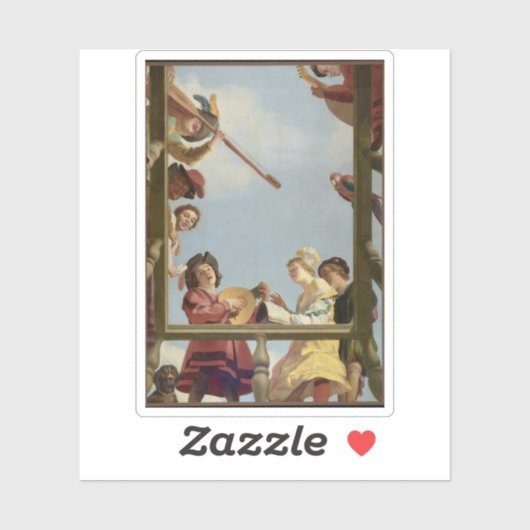 Gerrit van Honthorst - Muziekgroep op een balkon Sticker (Vel)