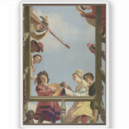 Gerrit van Honthorst - Muziekgroep op een balkon Sticker