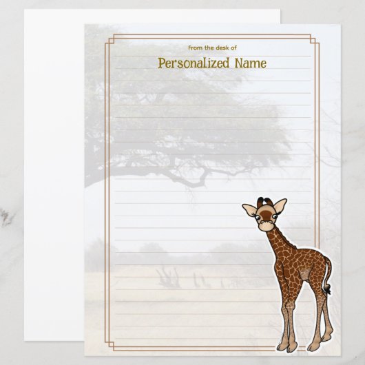 Gerry Giraffe Savanna bekleed papier blad (Voorkant / Achterkant)