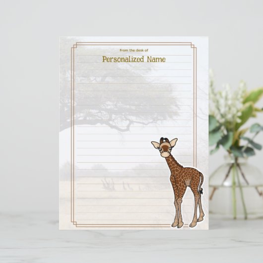 Gerry Giraffe Savanna bekleed papier blad (Staand voorkant)