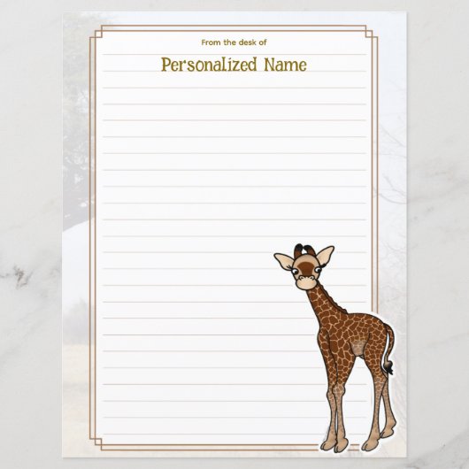 Gerry Giraffe White Lined Paper Sheet (Voorkant)