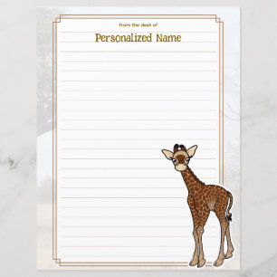 Gerry Giraffe White Lined Paper Sheet
