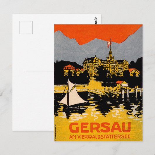 Gersau, Lucerne Lake, zeilboot, Zwitserland Briefkaart (Voorkant / Achterkant)