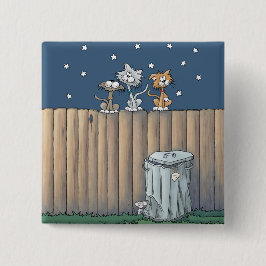 Gerst Katten op een hek-Button Vierkante Button 5,1 Cm