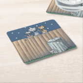 Gerst katten op een Onderzetter van fence Paper (Schuin)