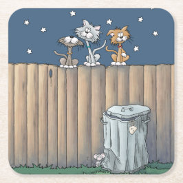 Gerst katten op een Onderzetter van fence Paper