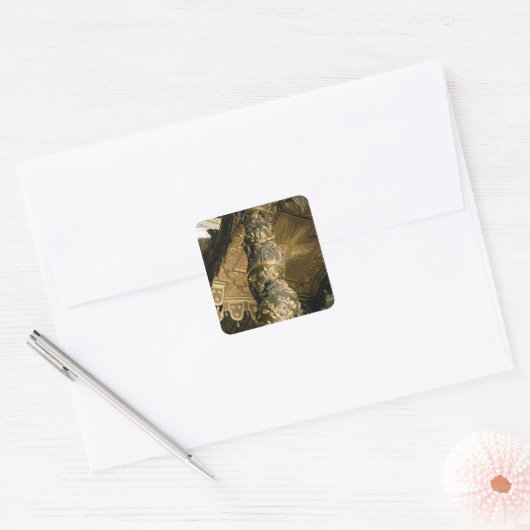 Gerstsuikerkolom van Baldacchino Vierkante Sticker (Envelop)