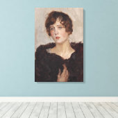 Gertie in een Fur Coat (door Isaac Israëels) Canvas Afdruk (Insitu (Houten vloer))