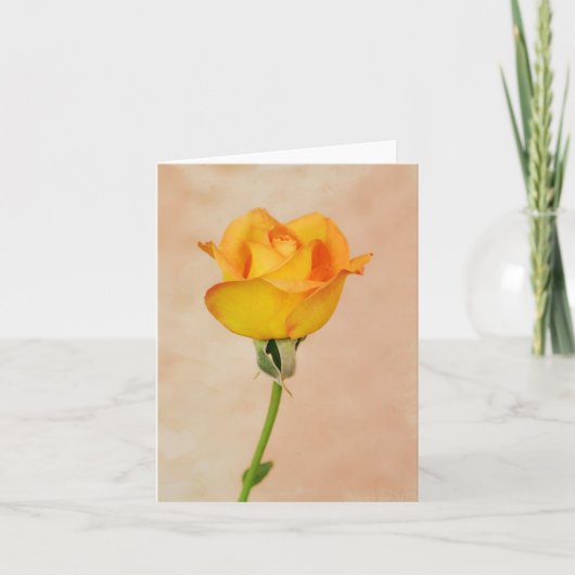 Gertie's Garden Single Yellow Rose Art Note Kaart (Voorkant)