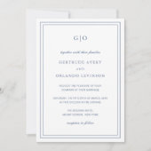 Gertrude Dusty Blue Classic Elegant Wedding Kaart (Voorkant)