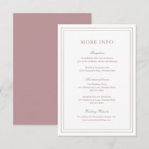 Gertrude Dusty Roos Classic Elegant Wedding Informatiekaartje