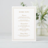 Gertrude Gold Classic Elegant Wedding Informatiekaartje (Staand voorkant)