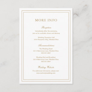 Gertrude Gold Classic Elegant Wedding Informatiekaartje