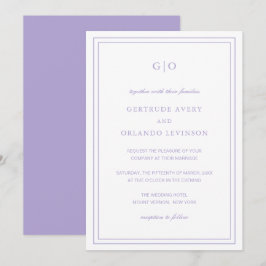 Gertrude Lavender Classic Elegant Huwelijk Kaart