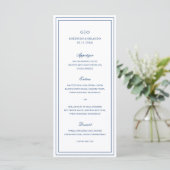 Gertrude Navy Blue Classic Elegant Wedding Menu (Staand voorkant)