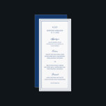 Gertrude Navy Blue Classic Elegant Wedding Menu<br><div class="desc">Klassieke stijl dusty blue trouwmenu met een eenvoudig en minimaal design met uw monogram,  namen en trouwdatum bovenaan,  samen met uw menu omgeven door een dubbele rand. De doopvonten afwisselen tussen en elegant manuscript,  een traditionele serif en minimaliseert serif doopvonten. Dit menu is geweldig voor een officiële bruiloft.</div>