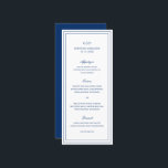 Gertrude Navy Blue Classic Elegant Wedding Menu<br><div class="desc">Klassieke stijl dusty blue trouwmenu met een eenvoudig en minimaal design met uw monogram,  namen en trouwdatum bovenaan,  samen met uw menu omgeven door een dubbele rand. De doopvonten afwisselen tussen en elegant manuscript,  een traditionele serif en minimaliseert serif doopvonten. Dit menu is geweldig voor een officiële bruiloft.</div>