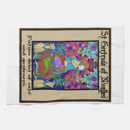 Gertrude of Nivelles Theedoek (Horizontaal)