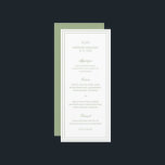 Gertrude Sage Green Classic Elegant Huwelijk Menu<br><div class="desc">Klassieke stijlpagina groen trouwmenu met een eenvoudig en minimaal ontwerp met uw monogram,  namen en trouwdatum bovenaan,  samen met uw menu dat is omringd door een dubbele rand. De doopvonten afwisselen tussen en elegant manuscript,  een traditionele serif en minimaliseert serif doopvonten. Dit menu is geweldig voor een officiële bruiloft.</div>