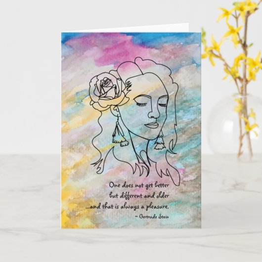 Gertrude Stein Different & Ouder Blank Quote Card Kaart (Gele Bloem)