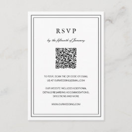 Gertrude Zwart-wit Classic Elegant Huwelijk RSVP Kaartje