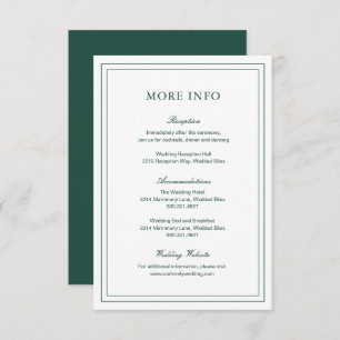 Gertude Emerald Green Classic Elegant Wedding Informatiekaartje