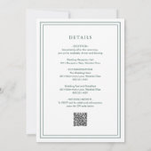 Gertude Emerald Green Classic Elegant Wedding Kaart (Achterkant)