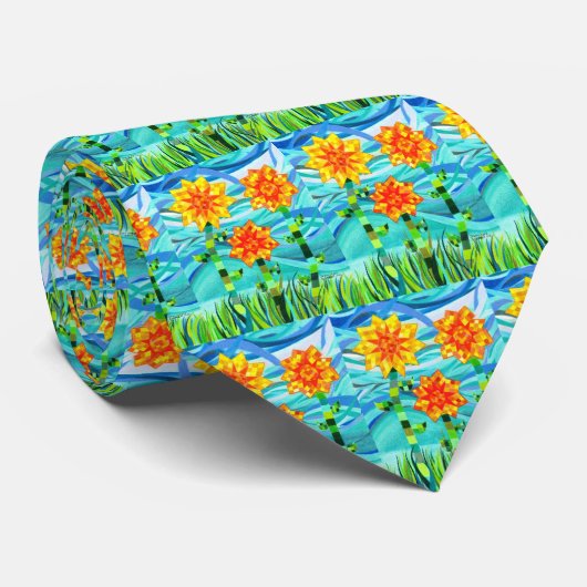 Geruilde zonnebloemen stropdas (Opgerold)