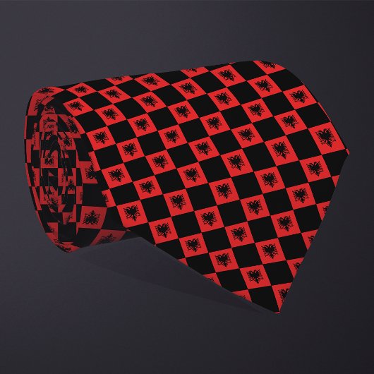 Geruit Albanees vlagpatroon Stropdas